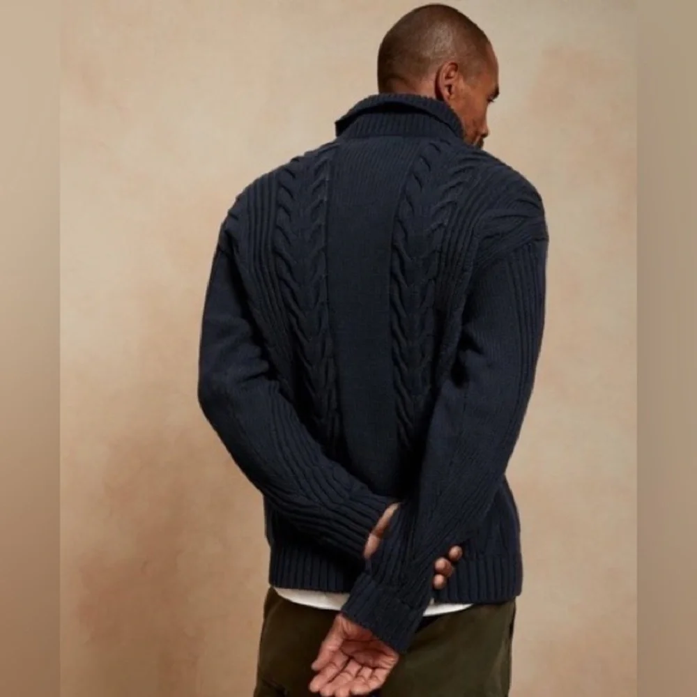 NWT! Banana Republic Navy Organic Cotton Cable-Knit Sweater - ALL TALL SIZES ♠️